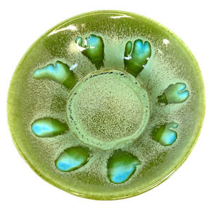 MCM Pottery Bowl Trippy 60s Green Blue Deforest 2340 6in Retro Cereal Soup Fruit